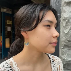 New Mixed Flower Half Moon Earrings Earrings