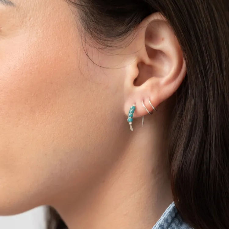 Outlet Moab Western Beaded Hoop Earrings Sterling Silver Earrings