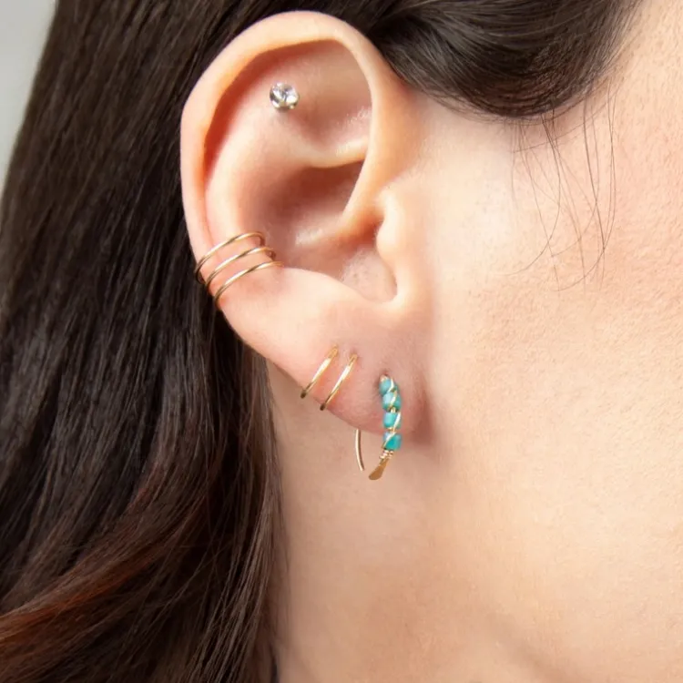 Online Moab Western Beaded Hoop Earrings 14K Gold Earrings