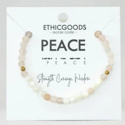 Clearance Morse Code Bracelet Peace – Mother of Pearl & Pink Aventurine Morse Code | Bracelets & Cuffs