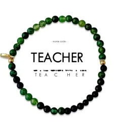 Best Morse Code Bracelet Teacher – Moss Agate & Blue Sandstone Morse Code | Bracelets & Cuffs