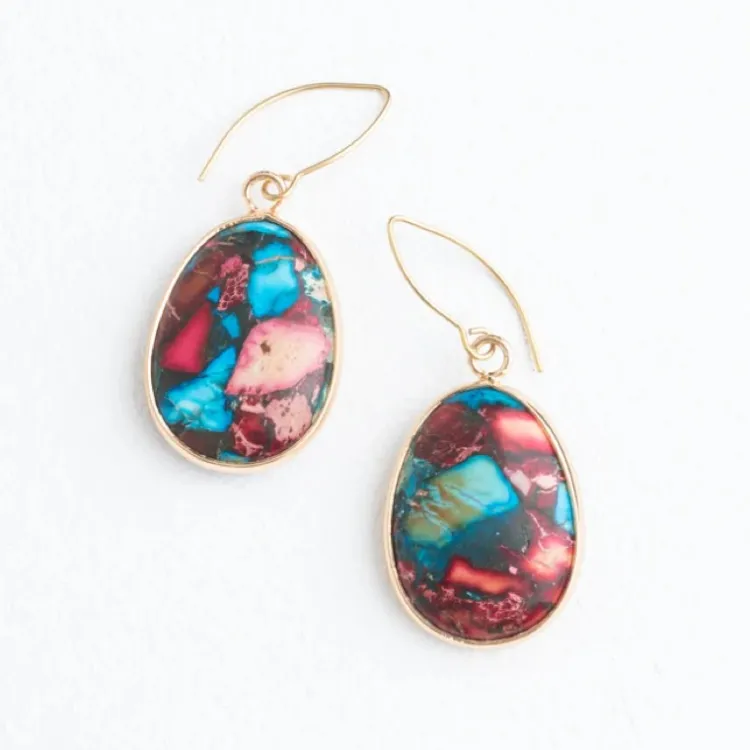 Hot Mosaic Jasper Earrings Fight Trafficking | Earrings