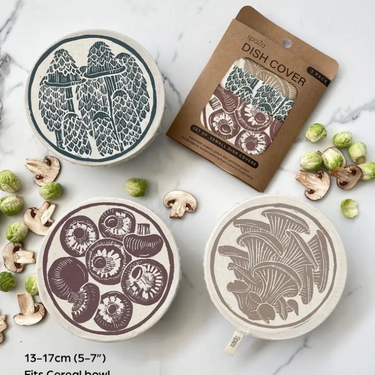 Hot Organic Cotton Dish Covers – Small Set of 3 Mushroom Tabletop