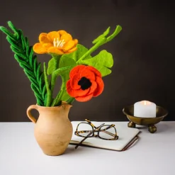 Sale Poppy Glow Felt Flower Bouquet Felt Flowers