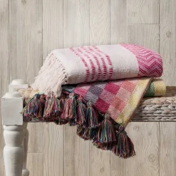 Online Rainbow Gingham Rethread Throw Blankets & Throws