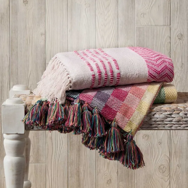 Online Rainbow Gingham Rethread Throw Blankets & Throws