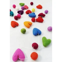 Discount Rainbow Heart Felt Ball Garland Garlands