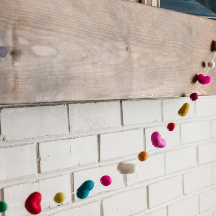 Discount Rainbow Heart Felt Ball Garland Garlands