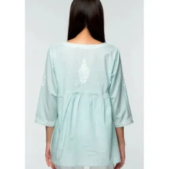 New Ramani Embroidered Top Pastel Green Tops & Tunics