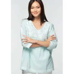 New Ramani Embroidered Top Pastel Green Tops & Tunics