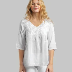 Clearance Ramani Embroidered Top White Tops & Tunics