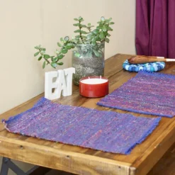 Hot Recycled Sari Silk Placemats Set/6 Linens