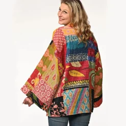 Sale Reversible Cotton Kantha Kimono Jacket Tops & Tunics | Jackets & Sweaters