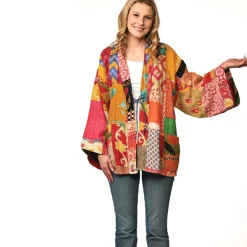 Sale Reversible Cotton Kantha Kimono Jacket Tops & Tunics | Jackets & Sweaters