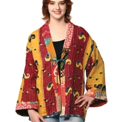 Sale Reversible Cotton Kantha Kimono Jacket Tops & Tunics | Jackets & Sweaters