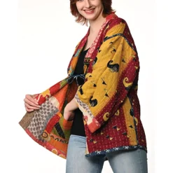 Sale Reversible Cotton Kantha Kimono Jacket Tops & Tunics | Jackets & Sweaters