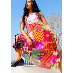 Sale Reversible Kantha Cotton Sundress Dresses
