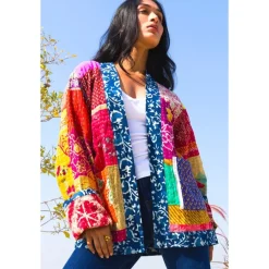 Discount Reversible Kantha Quilted Sari Jacket Tops & Tunics | Jackets & Sweaters