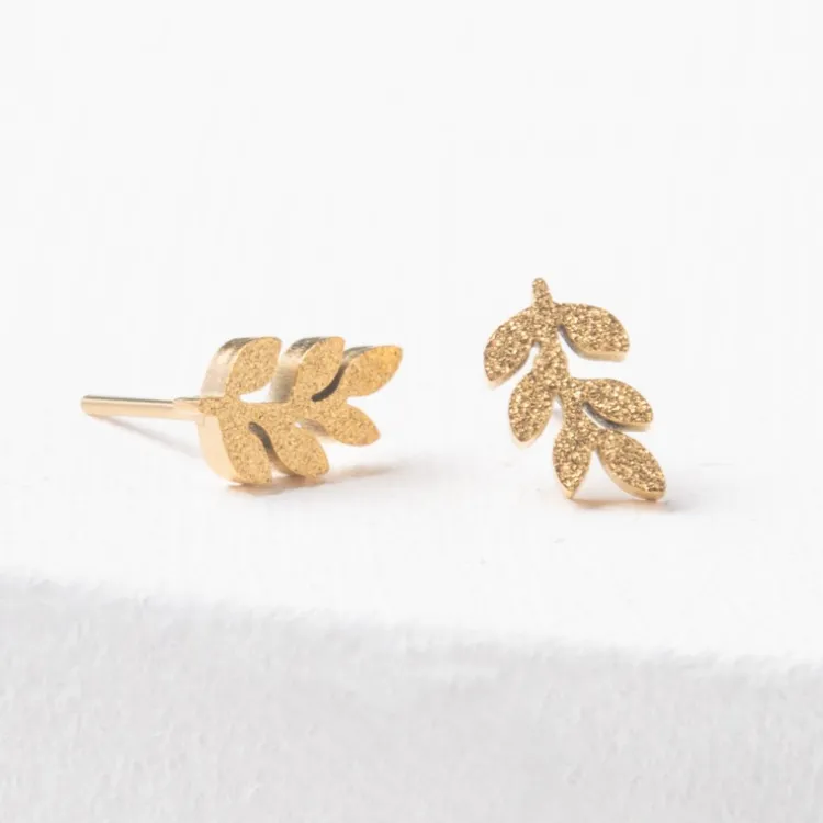 Best Rowen Leaf Studs Frosted Gold Fight Trafficking | Earrings