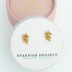 Best Rowen Leaf Studs Frosted Gold Fight Trafficking | Earrings