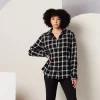 Hot Shiloh Flannel Black/Taupe Plaid Women Tops & Tunics | Women’s Sale