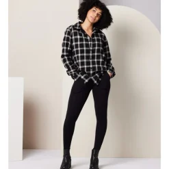 Hot Shiloh Flannel Black/Taupe Plaid Women Tops & Tunics | Women’s Sale