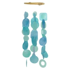 New Small Round Capiz Shell Chime – Teal Capiz Wind Chimes