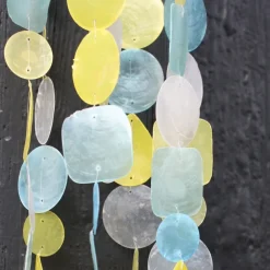 Best Small Round Capiz Wind Chime – Aqua Yellow Capiz Wind Chimes