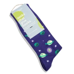 Online Socks that Give Books Purple Planets Socks
