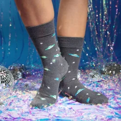 Hot Socks that Support Space Exploration Galactic Gray Socks