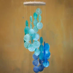 Fashion Spiral Capiz Shell Chime – Blue Water Capiz Wind Chimes