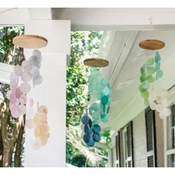 Fashion Spiral Capiz Shell Chime – Blue Water Capiz Wind Chimes