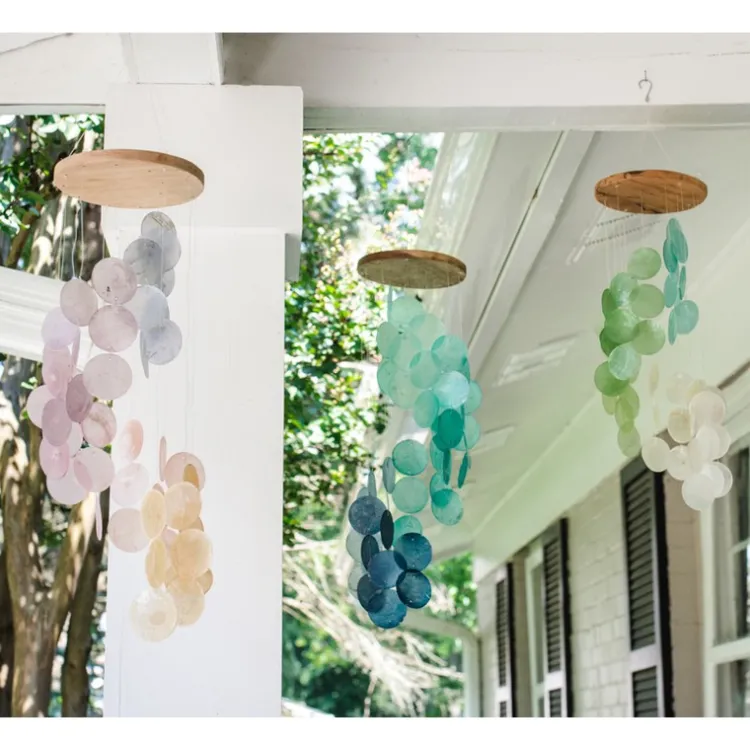 Fashion Spiral Capiz Shell Chime – Blue Water Capiz Wind Chimes