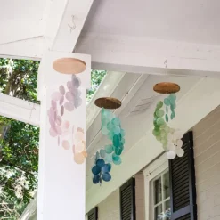 Fashion Spiral Capiz Shell Chime – Blue Water Capiz Wind Chimes