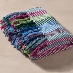 Hot Striped Recycled Cotton Throw Blanket Blankets & Throws