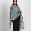 Clearance Surani Embroidered Shawl – Silver & Teal Scarves