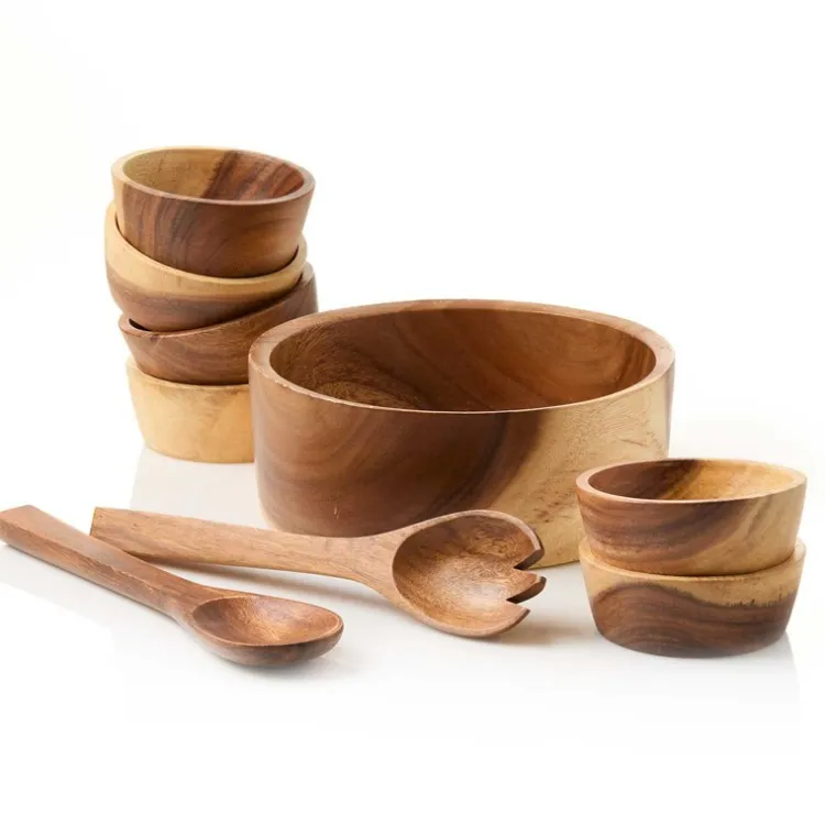 Clearance Sustainable Acacia Wood Salad Set Tabletop