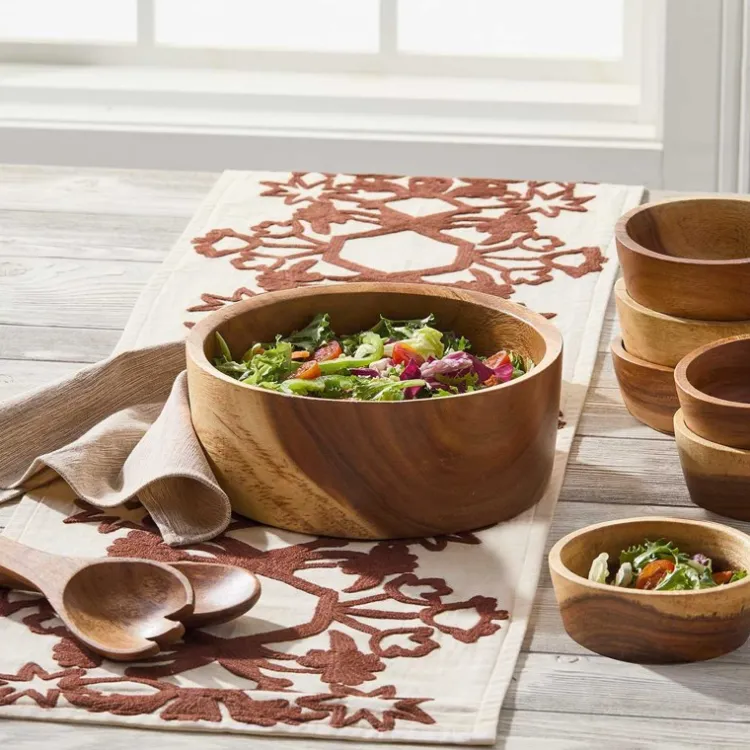 Clearance Sustainable Acacia Wood Salad Set Tabletop
