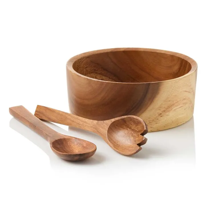Clearance Sustainable Acacia Wood Salad Set Tabletop