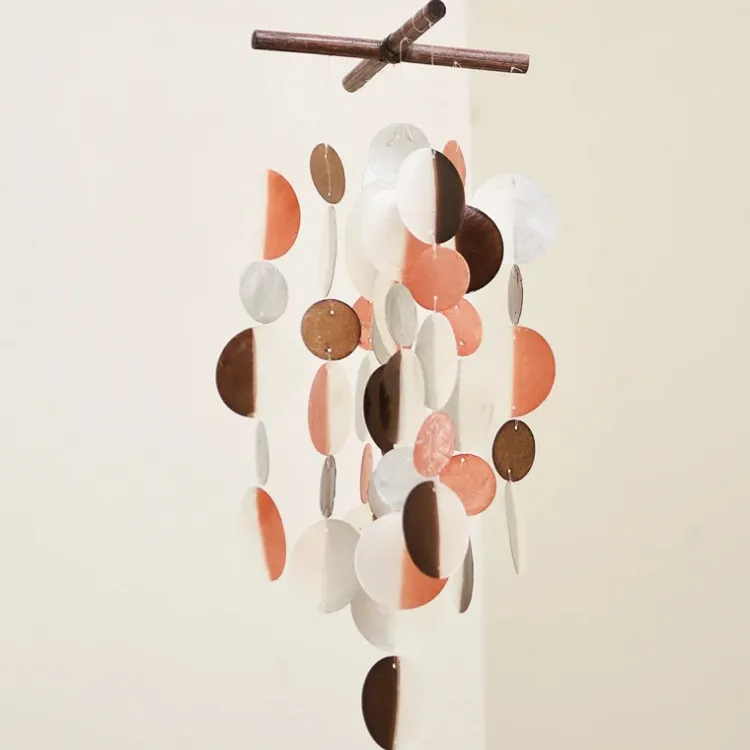 Sale Two-Tone Cross Capiz Chime – Warm Capiz Wind Chimes