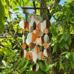 Sale Two-Tone Cross Capiz Chime – Warm Capiz Wind Chimes