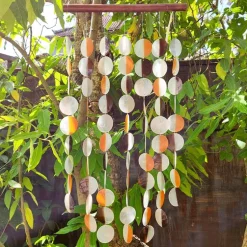 Sale Two-Tone Straight Chime – Warm Capiz Wind Chimes