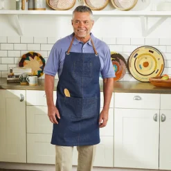 Hot Upcycled Denim & Leather Full Apron Chef Accessories