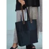 Clearance Upcycled Overdyed Tote with Leather Straps Bags