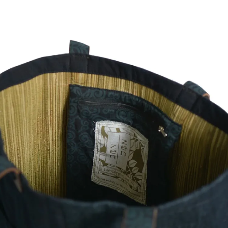 Clearance Upcycled Overdyed Tote with Leather Straps Bags