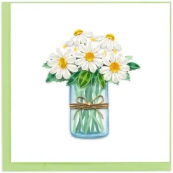 Clearance White Daisies in a Jar Quilling Card Frame It! | Bird & Flower Cards