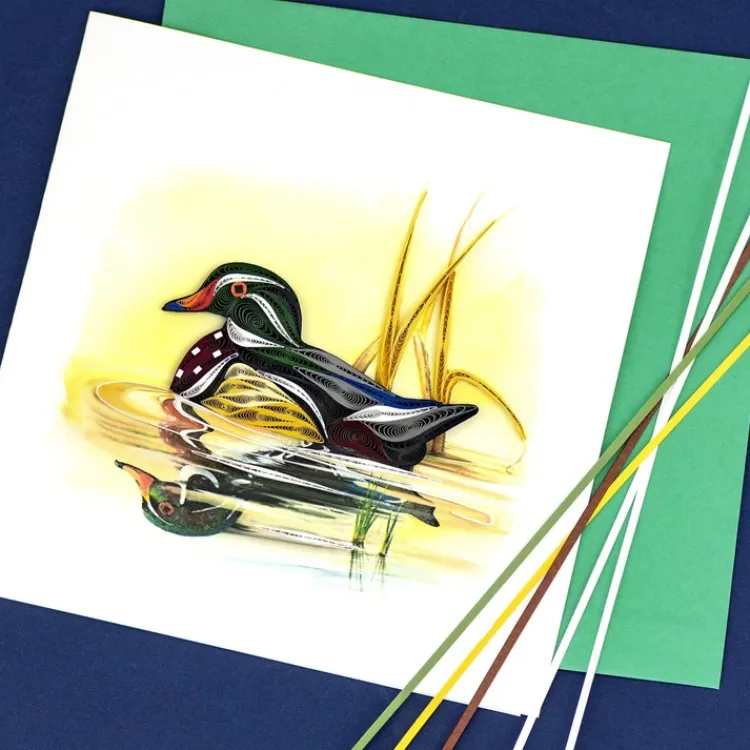 Hot Wood Duck Quilling Card Bird & Flower Cards